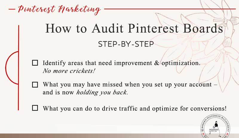 How to Audit Pinterest Boards 1 How to Audit Pinterest Boards blog post from Modern Pinterest Management