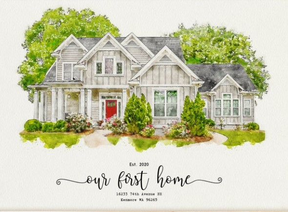 Watercolor House Painting 