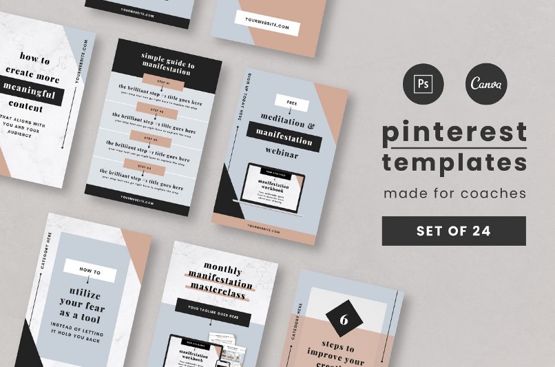 10 Best Canva Pinterest Template Bundles 3 Pinterest-Optimized-templates-for-coaches-from-Your-Sunday-Studio