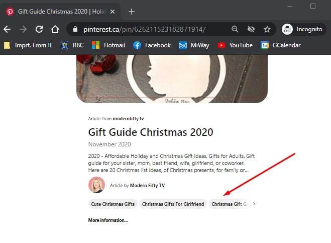 Pinterest Algorithm: How Pinterest sees pin images 3 screen shot with example of Pinterest pin classification