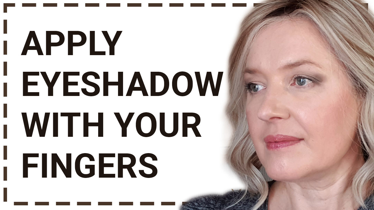 How to apply powder eyeshadow with your fingers on mature hooded eyes 5 Photo of a pretty mature women and a title How to apply powder eyeshadow with your fingers on mature hooded eyes