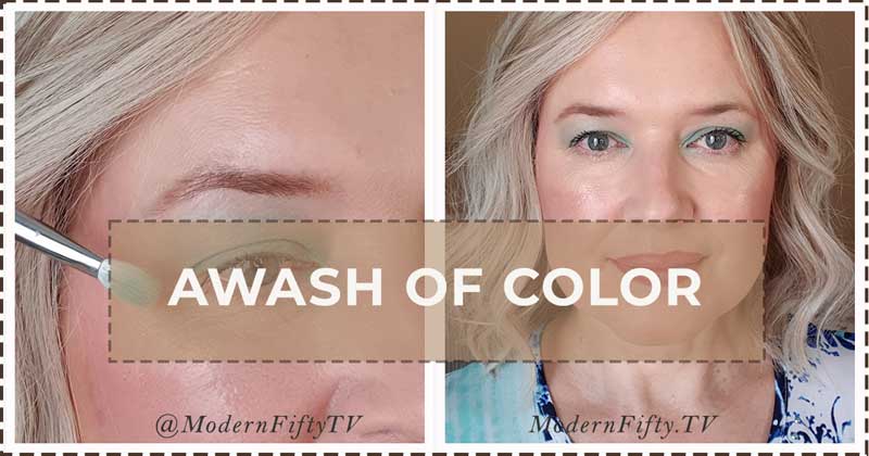 Bright Blue Summer Makeup Idea for mature hooded eyes | step-by-step tutorial 2 Awash of color to create a simple modern look