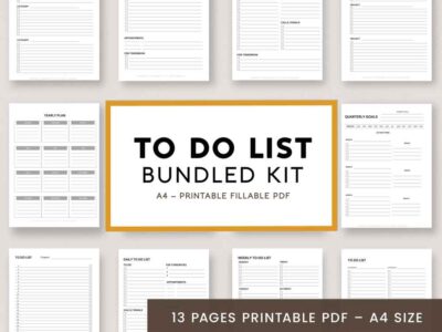 Stay organised and keep track of all your tasks with this To-Do List Bundle Kit printable