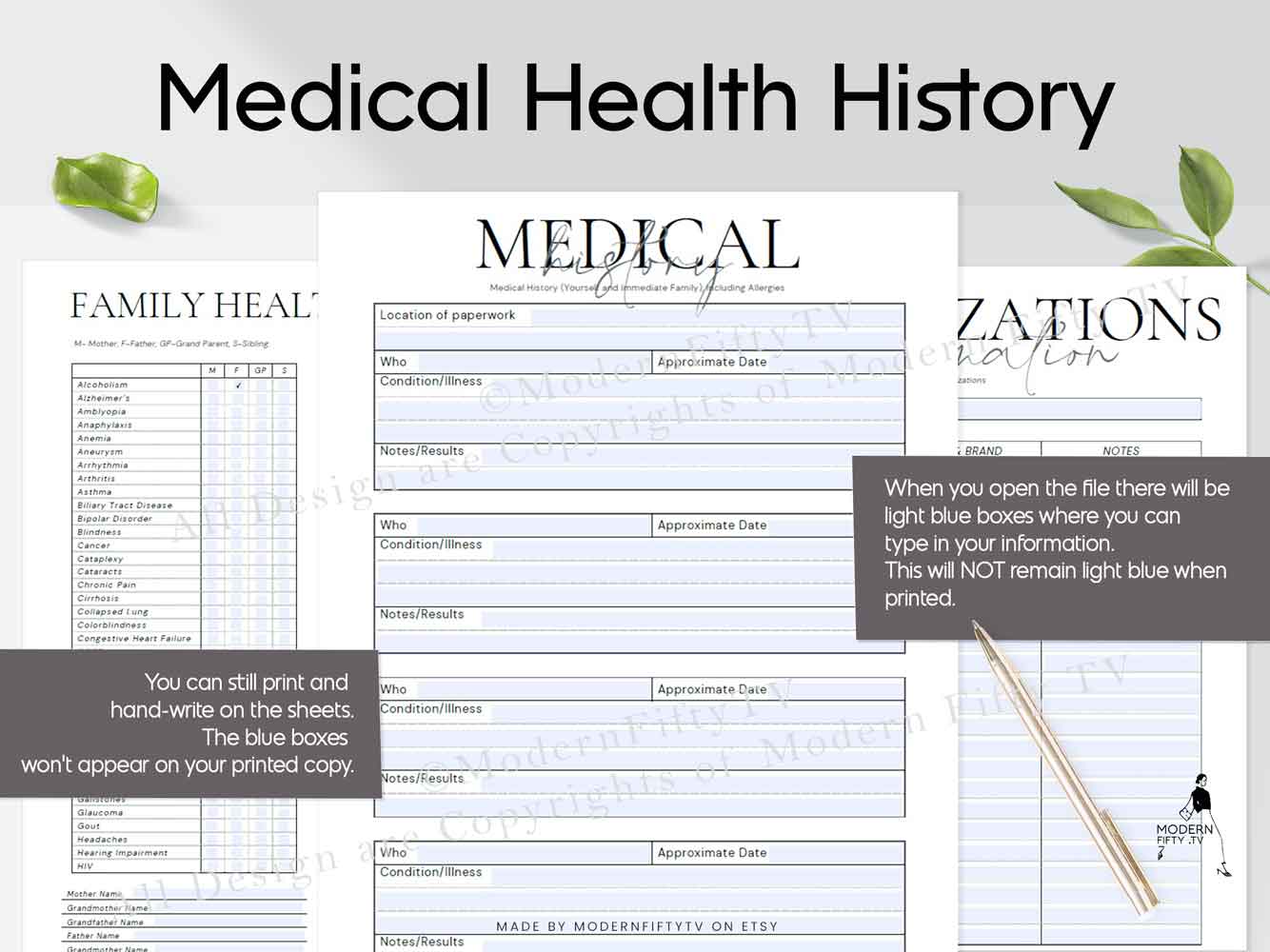 Family Medical History 4 Example of editable family medical history pages
