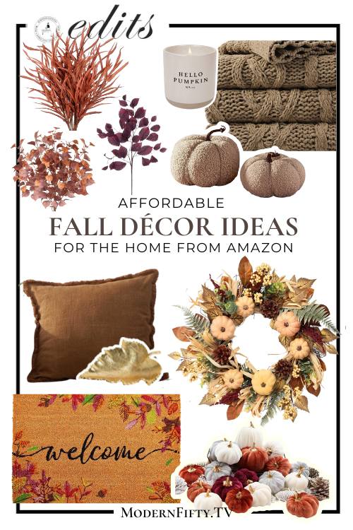 Collage of Affordable fall décor ideas for the home from Amazon
