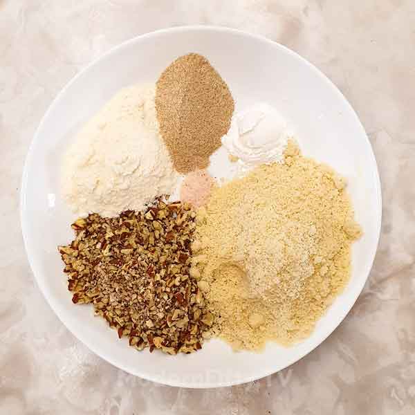 Keto Apple Cinnamon Pecan Muffins with Coconut Flour 7 Dry ingredients for Keto Apple Cinnamon Pecan Muffins with Coconut Flour