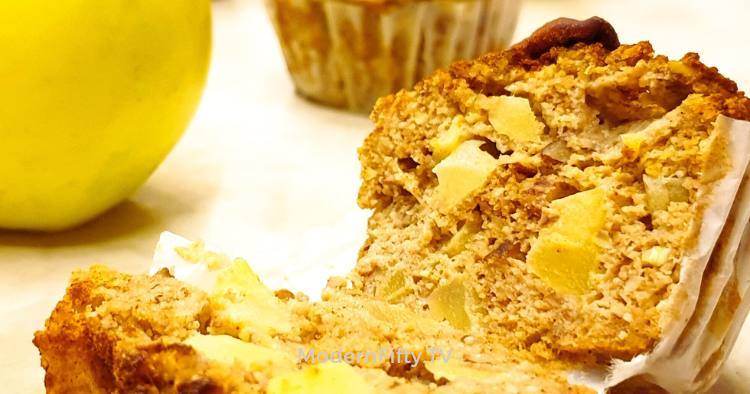 Keto Apple Cinnamon Pecan Muffins with Coconut Flour 5 apple cinnamon pecan muffin cut in half