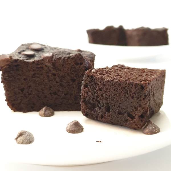 two slices of chocolate apple brownie