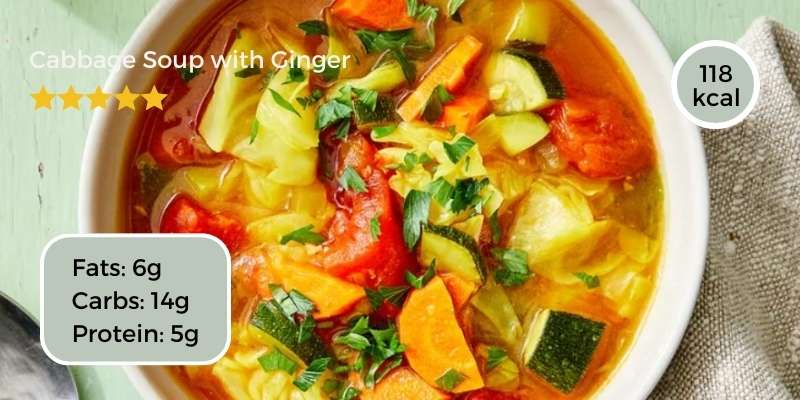 10+ Delicious Low-Carb Soup Recipes for Weight Loss 7 cabbage soup with ginger in a bowl