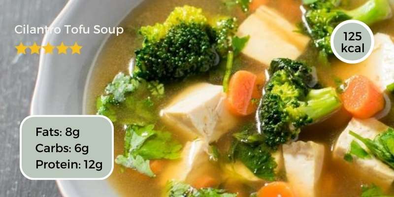 10+ Delicious Low-Carb Soup Recipes for Weight Loss 8 cilantro tofu soup in a bowl