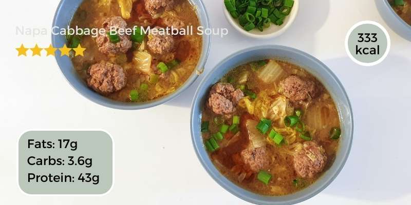 10+ Delicious Low-Carb Soup Recipes for Weight Loss 2 Napa cabbage beef meatballs soup in a two bowls