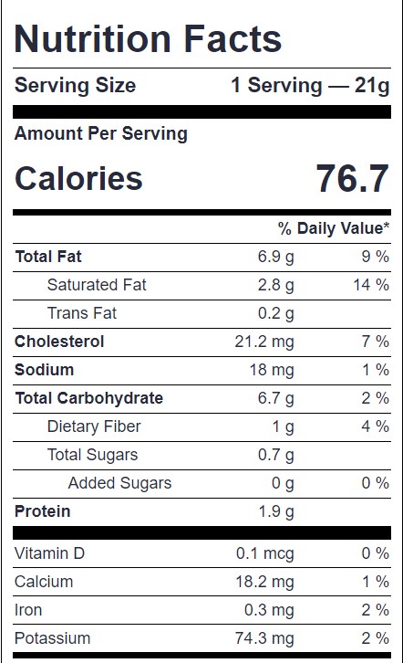 Nutritional facts for Keto Lemon cookies